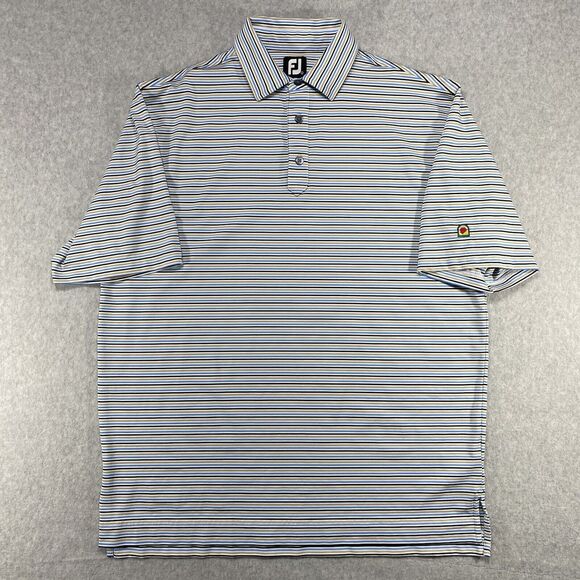 FootJoy Shirt Mens Size Large Striped Golf Polo Treesdales Preppy Short Sleeve - Picture 1 of 11